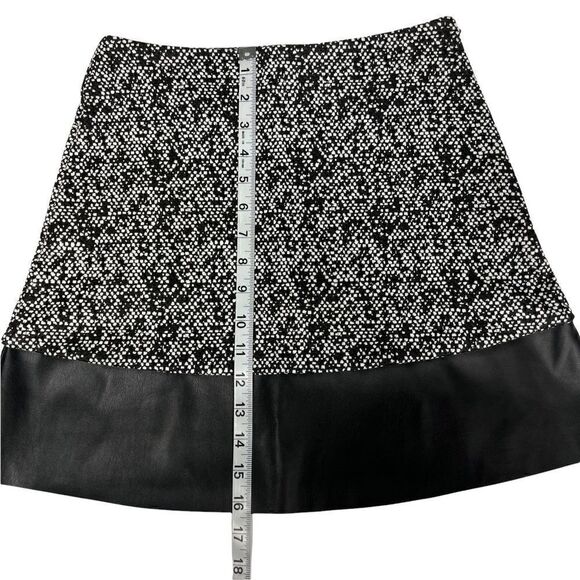 MICHAEL Michael Kors Skirt A-Line Black White Faux Leather Hem Side Zipper XS - Picture 8 of 11